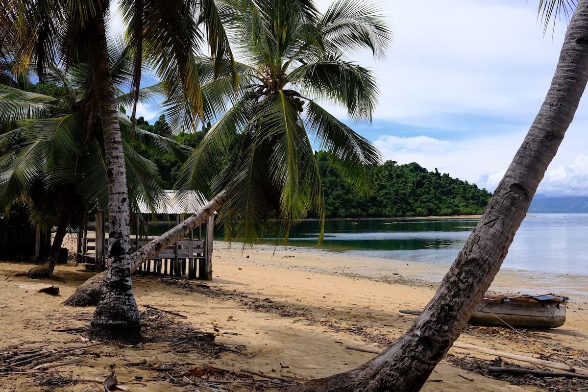 Version 1: the same beach, lighter, with soft colours.